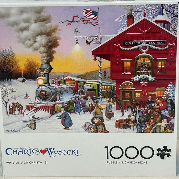 Charles Wysocki  “Whistle Stop Christmas “ 1000 Pc. Jigsaw Puzzle. LNWOT - Picture 1 of 10